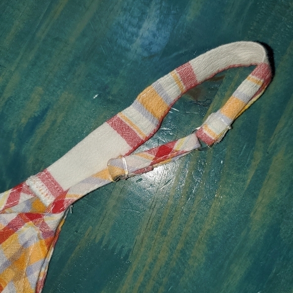 Plaid orange buttondown spaghetti strap tanktop NEW Small - Picture 6 of 6